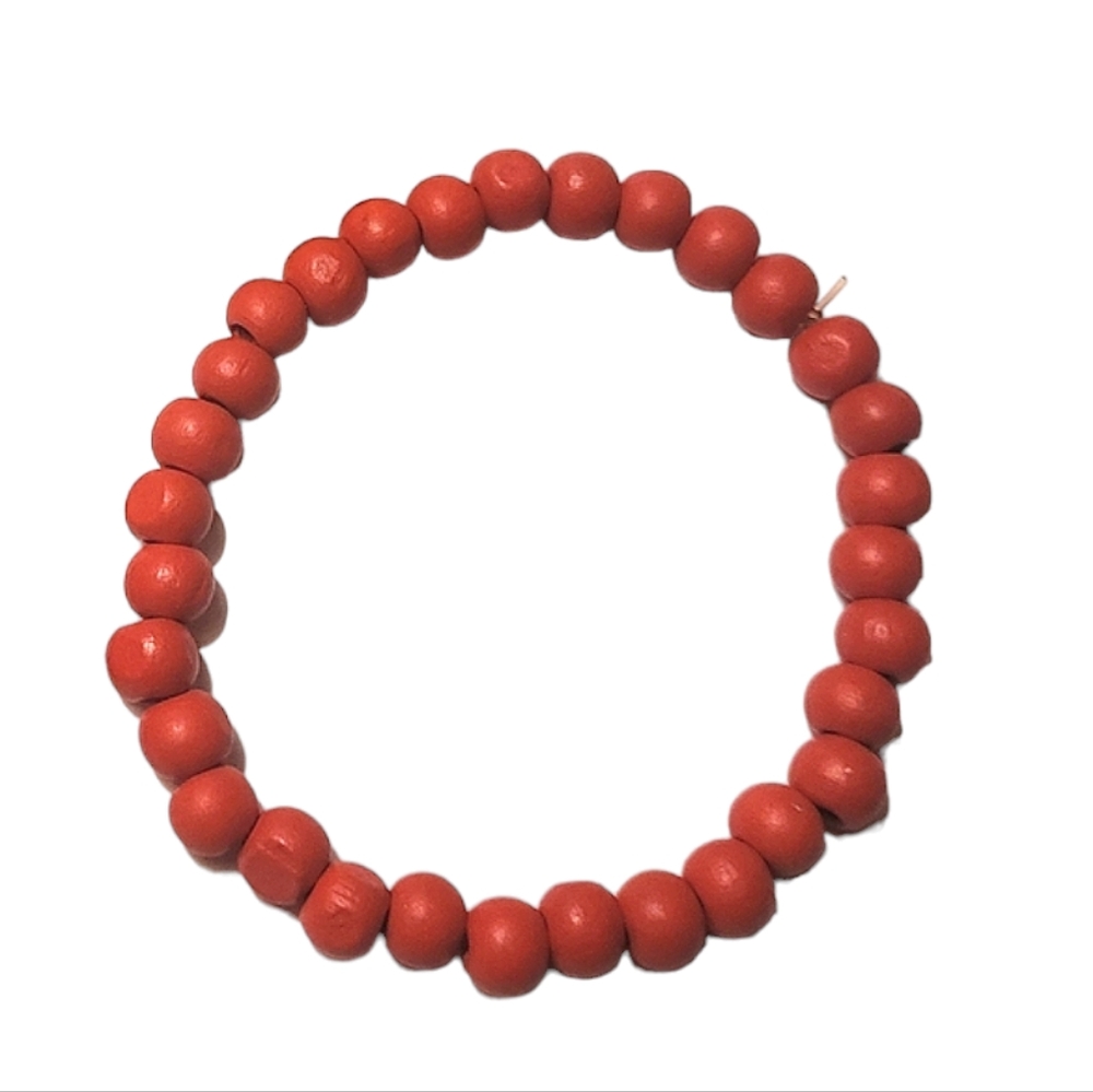 Red Wooden Bead Bracelet